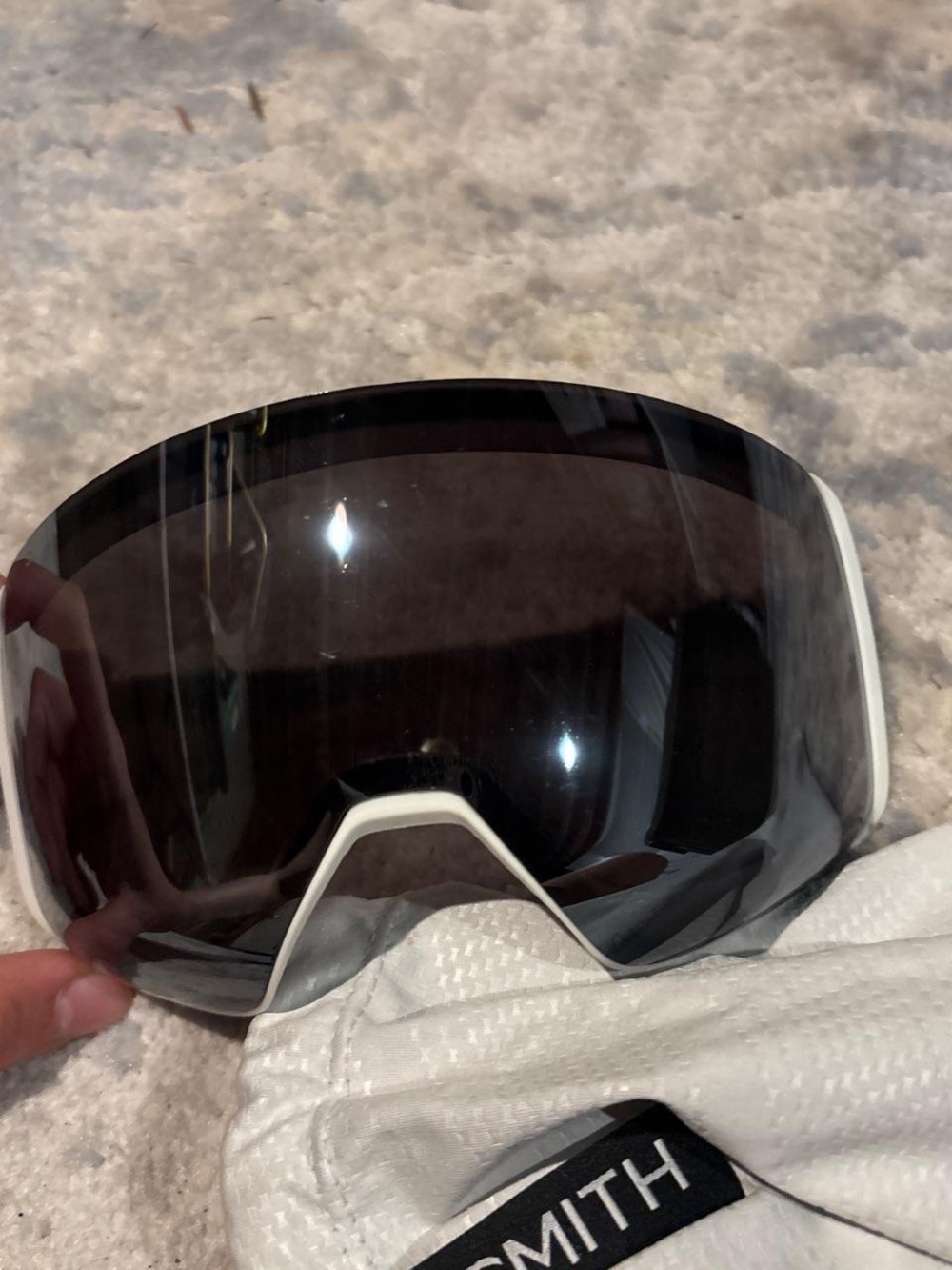 SMITH White Frame Goggles with Dark Smoke Lens